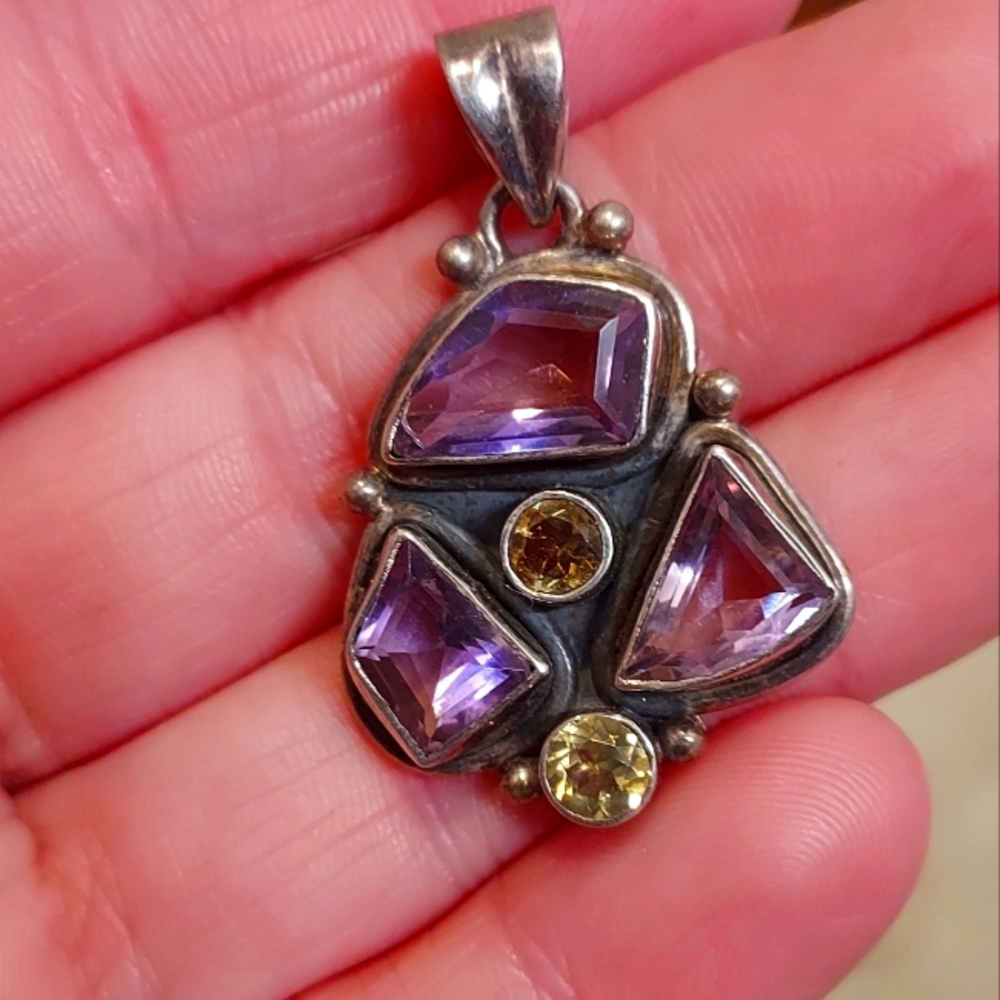 Citrine and Amethyst pendant